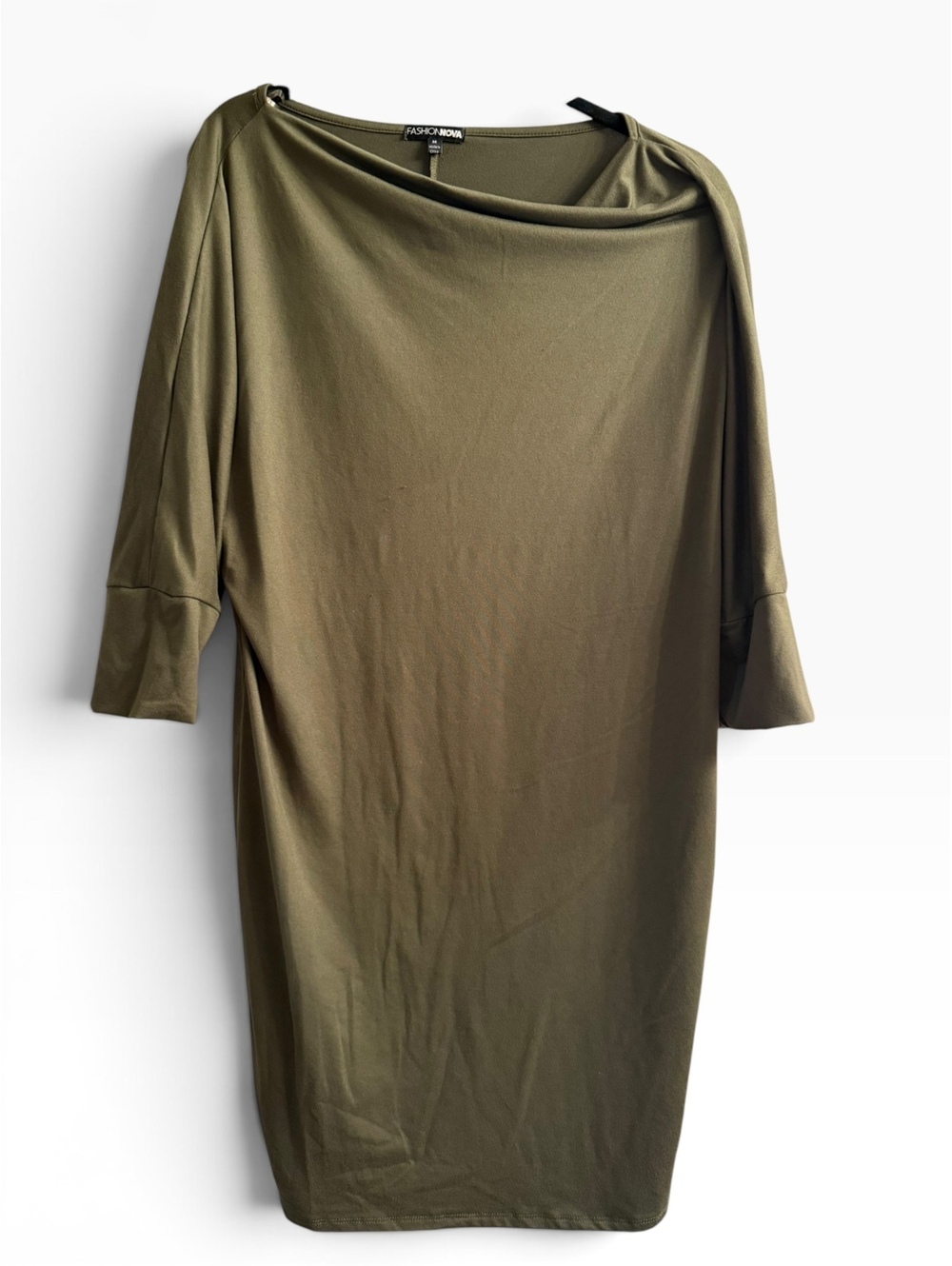 Fashion Nova Olive Green Casual Midi Dress Size M